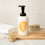 myni wheat straw orange foaming hand soap bottle