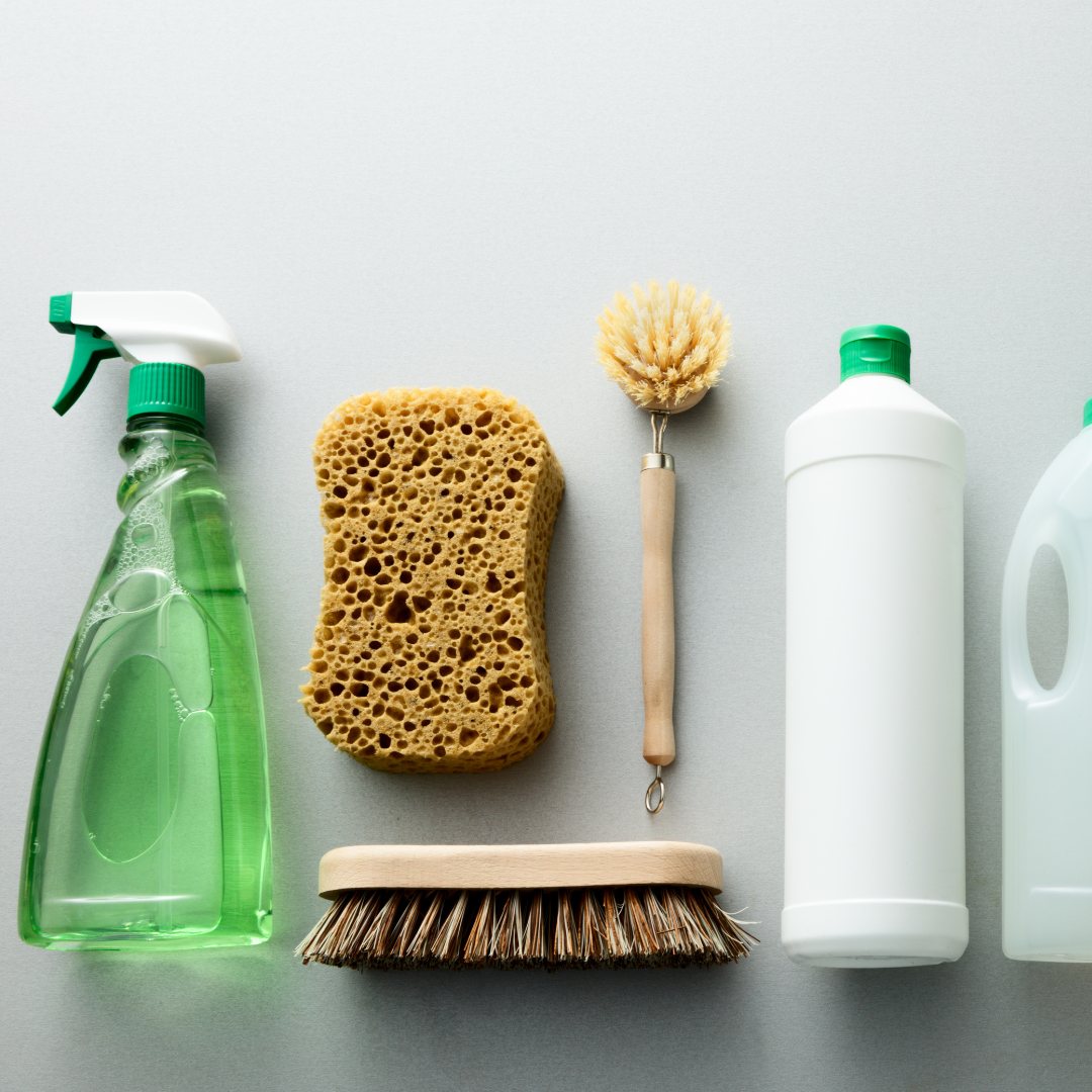 conventional toxic household cleaners in plastic bottles that pollutes the environment