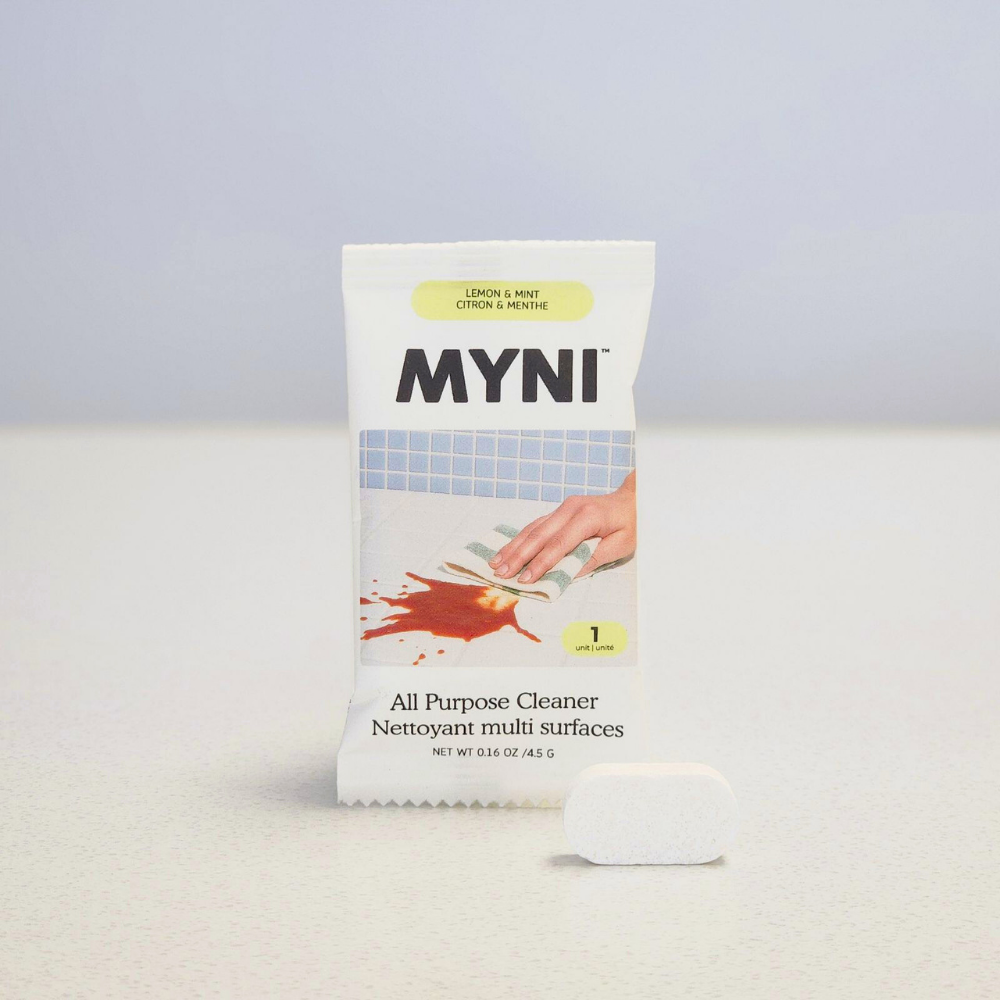 MYNI all-purpose cleaner packaging on a light gray background