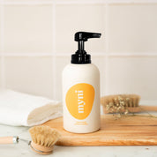 myni liquid hand soap refillable white and yellow wheat straw bottle