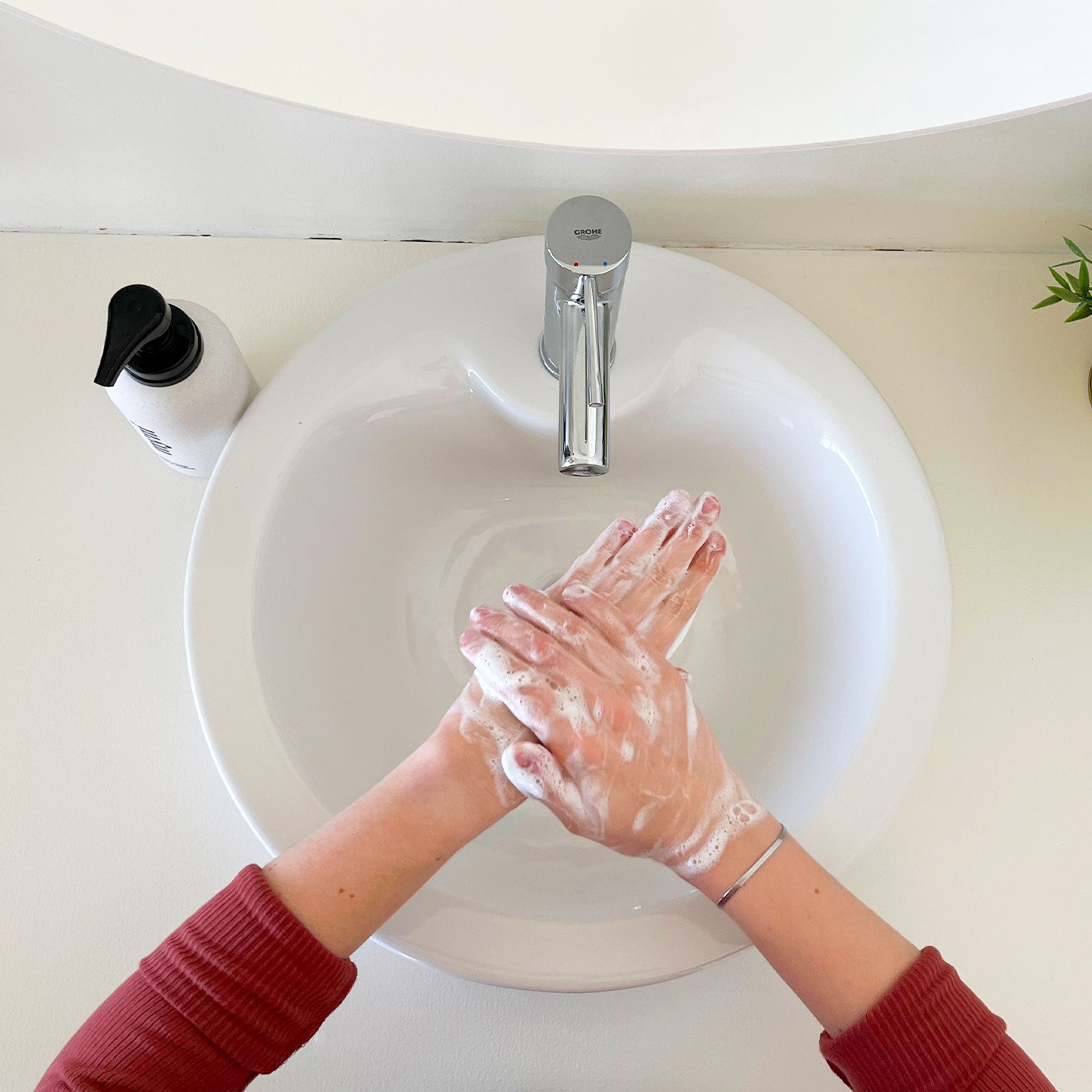 Glass liquid hand soap bottle