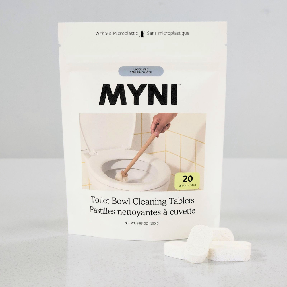 bag of 20 units of toilet bowl cleaning tabs.